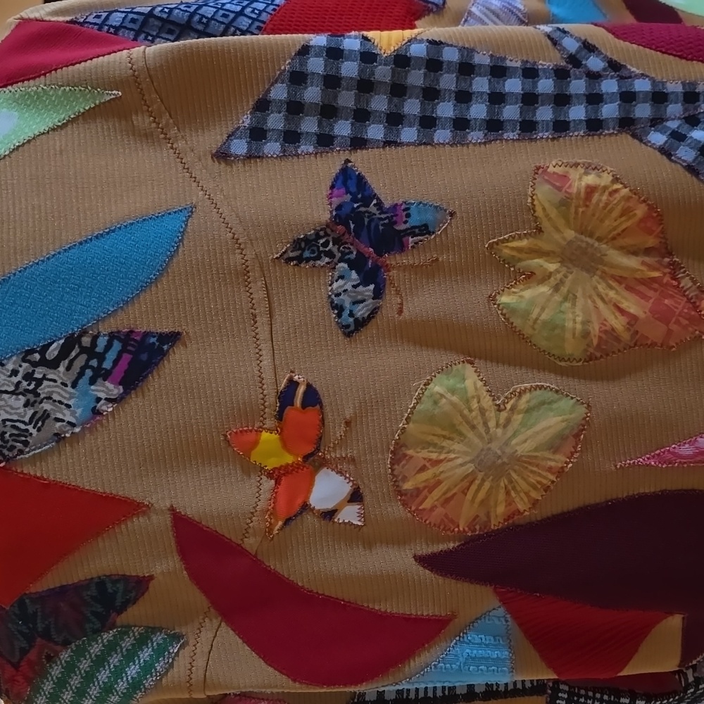 Colorful, Vintage, Hand-stiched Patchwork Women's Jacket - Picture 4 of 5